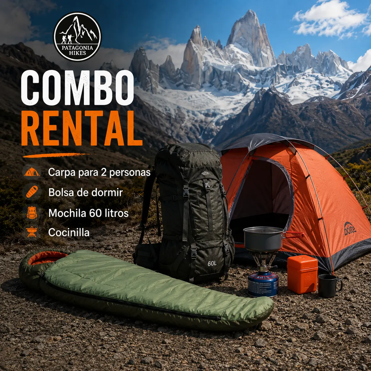 Full Camping Gear Kit for Two – El Chaltén gear rental in El Chaltén, Santa Cruz, Argentina